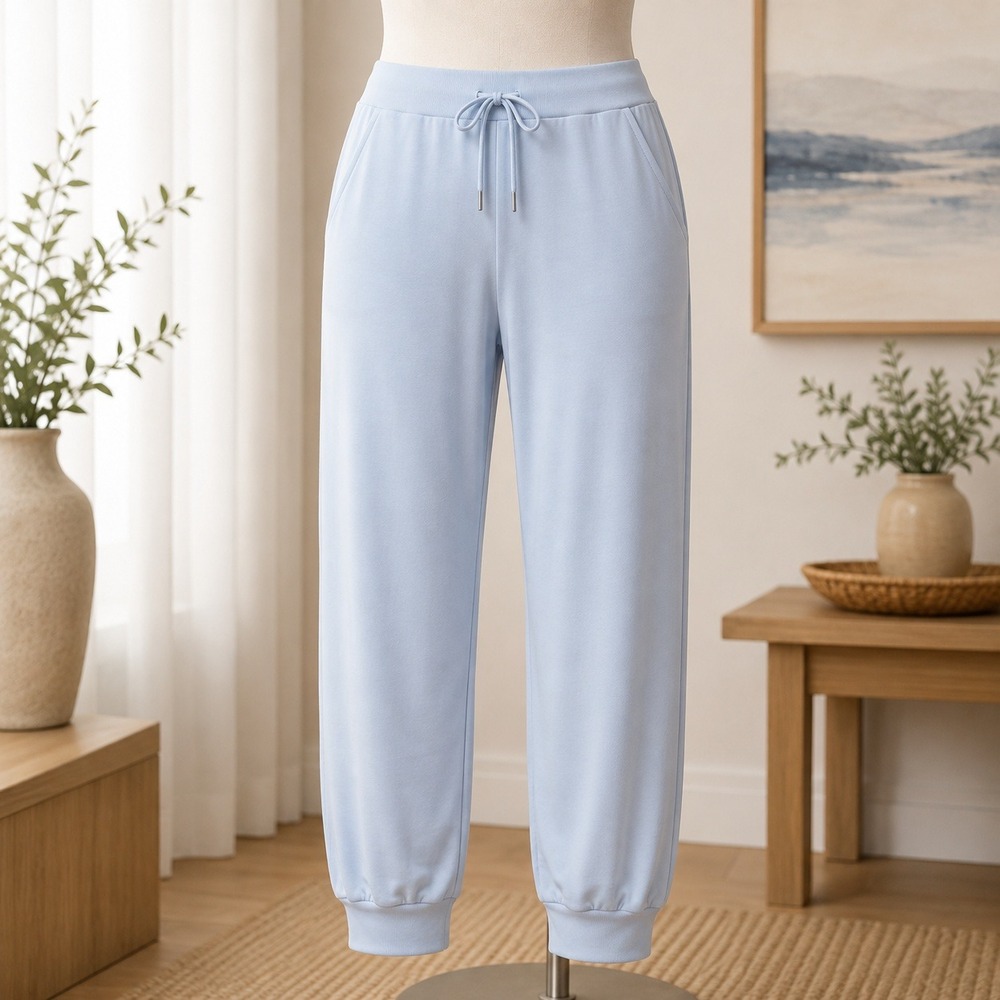 Cuddl Duds Jogger Pants Womens 3X Blue Drawstring Waist Pockets Lounge Comfort
